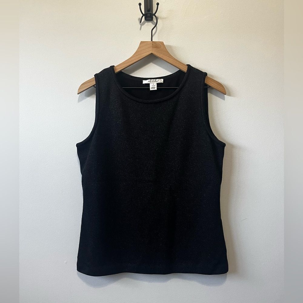 ST. JOHN Black Wool Blend Sleeveless Tank Sweater Top M